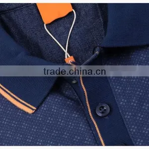 China Factory New Design Promotional 100% Cotton Blue Pique Collar Polo Shirt for Men thumbnail-3