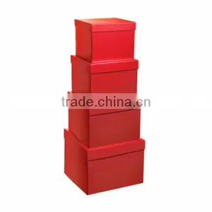 Gift Box Square Red Set of 4 thumbnail-1