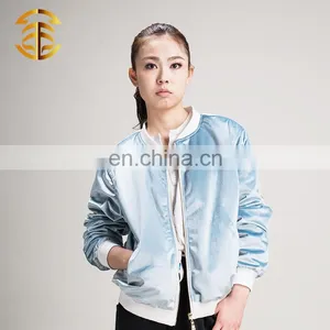 China Manufacturer Custom Blue Velvet Sublimation Bomber Jacket thumbnail-1