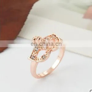 Korean Version of the High-quality Fashion Mask Gilded Gold Crystal Ring Tail Ring Girl Gift Ring thumbnail-1