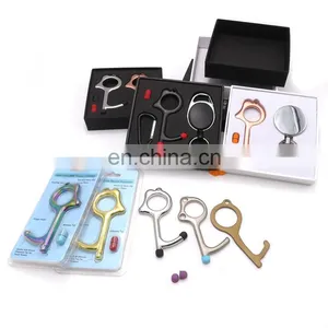 Hot Sale Multifunctional Handheld Non-Contact Door Opener EDC Metal Key Chain Stylus Door Opener Tool thumbnail-3