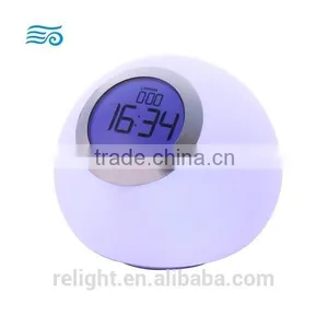 Multicolor Changing LED Small Night Light With Clock Display and Alarm Clock Function thumbnail-3