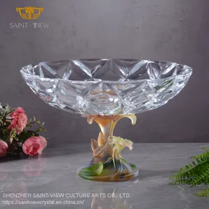 Nordic Home Office Hall Decor Custom Lily Pie Cake Fruit Crystal Dish Bowl thumbnail-2