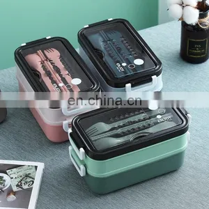304 Stainless Steel Lunch Box Bento Box For School Kids Office Worker 2layers Lunch Container Food Storage Box thumbnail-1