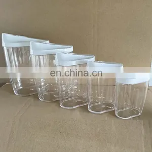 Bpa Free 10 Pieces Stackable Plastic Kitchen Food Storage Containers Set With Pour Lids For Cereal Candy Nuts Beans thumbnail-1