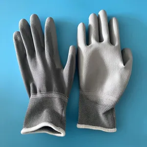 13Gauge Grey Polyester Liner Grey PU Coated Gloves PU/Polyurethane Coated Working Gloves thumbnail-2
