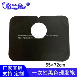 Disposable Non-woven Black Barber Bib Hair Tools Dyed Hair Wai Cloth Waterproof Dustproof Thickening thumbnail-1