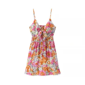 2025 Fashion Seaside Ball Lotus Leaf Edge European and American French Printed Strap Skirt thumbnail-4