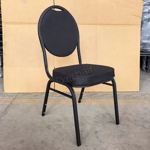 Modern Luxury High Back Outdoor Indoor Black PU Leather Banquet Chairs Hotel Chairs Wedding Dining Banquet Chairs thumbnail-2