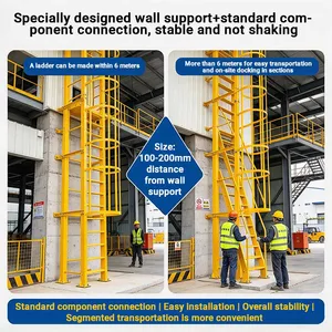 Mining Metallurgy FRP Safety Cage Ladder High Toughness Anti-Impact Fiberglass Vertical Access Ladder thumbnail-1