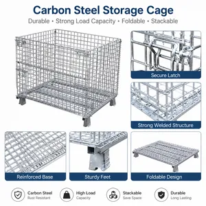 Foldable Wire Mesh Stillage Cage for Textile & Garment Factory, Fabric & Apparel Storage Container thumbnail-1