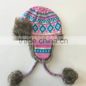 High Quality Wholesale Diamond Jacquard Trapper Hat With Sequins thumbnail-2