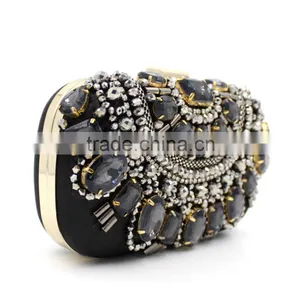 Handmade Heavy Manual Hot Sale Big Stone Ambroidered Clutch Bag thumbnail-3