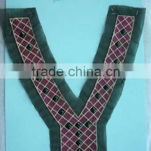 Handmade Beaded Neckline New Beaded Neck Motif Applquie thumbnail-1