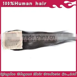 Unprocessed Indian Remy Hair Silky Straight Middle Parting Silk Base Closure thumbnail-1