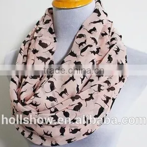 Hot Sale Cat Printed Infinity Women Fashion Chiffon Scarf thumbnail-5