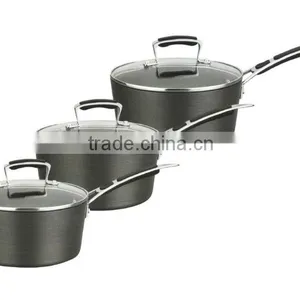 3PCS Sauce Pan Set Aluminum Hard Anodized Nostick Coating C1114 thumbnail-1