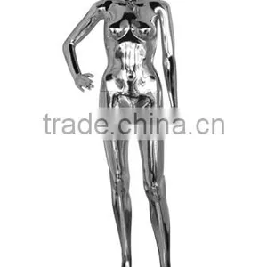Fashion Standing Glossy Chrom Electroplating Silver Color Model Femal Mannequin Clothing Garment Display thumbnail-6