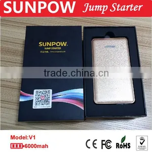 Sunpow 6000mah New Design Car Battery Charger and Luxury Gold Color Mini 12v Car Jump Starter With Air Compressor thumbnail-5