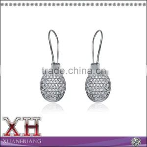 Factory Wholesale Sterling Silver Cubic Zirconia Oval Drop Earrings thumbnail-1