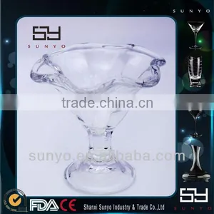 High Quality Flower Shaped Clear Glass Ice-cream Cup Wholesale thumbnail-1