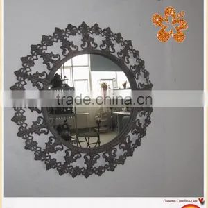Antique Decorative Round Metal Framed Wall Mirror thumbnail-1