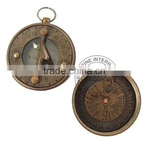 ANTIQUE POCKET SUNDIAL COMPASS 2" ~ NAUTICAL BRASS SUNDIAL COMPASS thumbnail-1
