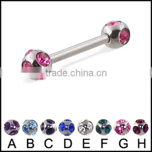 Steel Ball Straight Barbell 14ga Tongue Rings thumbnail-1
