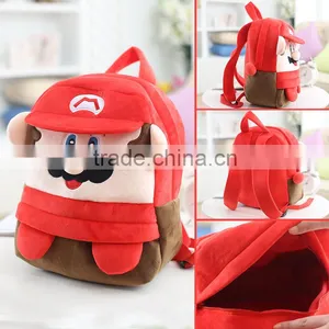 25*19cm(S)/35*28cm(L) Lovely Customzied Red Super Mario Plush Animal Cartoon Backpack for Children thumbnail-1