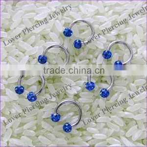 Epoxy Covering Gems Ball Stainless Steel CBR Unique Nose Piercing Ring [FC-992A] thumbnail-1