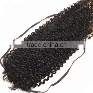 China Wholesale Cheap Grade 7A Afro Kinky Hair Ponytail Headband Raw Unprocessed Kinky Curly Ponytail thumbnail-4