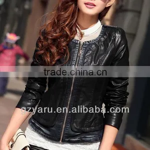 2013 Fashion Women Black Short Leather Jacket thumbnail-1