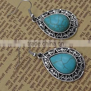 Designs New Retro Nation Bohemian Style Butterfly Turquoise Earrings Wedding Jewelry thumbnail-5