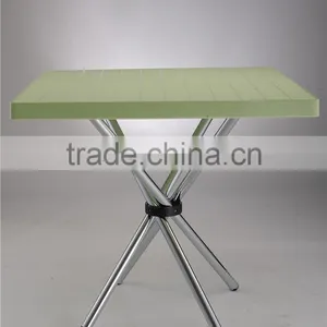 Simple Design Plastic Square Table With Stainless Steel Legs thumbnail-3