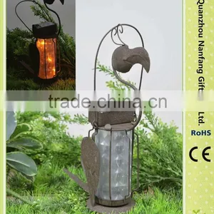 Garden Solar Rusty Flamingo Lantern Light thumbnail-1