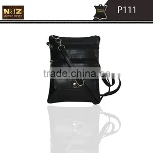 Black Leather Sling Bags for Men and Women Both Genuine Leather thumbnail-1