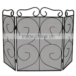 Fireplace 3 Screen Firescreen Sparkgaurd Scroll Black thumbnail-1