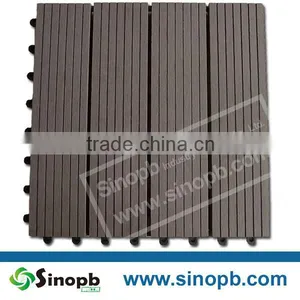 High Resistance to Moisture, Mildew Outdoor WPC Interlocking Decking Tiles, Plastic Base Composite Deck Tiles thumbnail-1