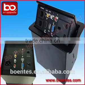 Tabletop Hydraulic Pop Up Power Socket Box With Aluminum Drawing Panel for Office AV Power Solutions thumbnail-1