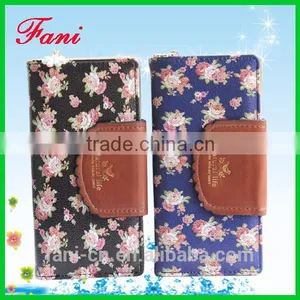 2015 Latest New Design Red Clutch Bifold Purse Walletl With Flower Printed for Woman thumbnail-1
