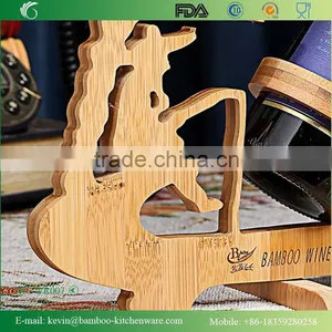 WR007/Decorative Coconut Bamboo Wine Rack Handmade Wooden Bottle Wine Shelf Novelty Bottle Display Wine Shelf thumbnail-4