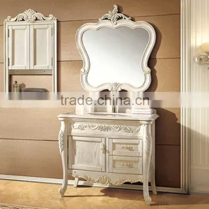 WTS-821SYO French Antique Style White Wooden Single Undermount Sink Used Bathroom Vanity Cabinets thumbnail-6