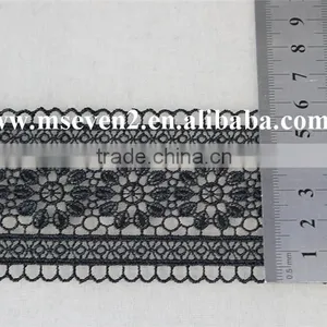 2016 Fashiona Design 100% Polyester Flower Lace in Black Embroidery Lace Trim Decoration Lace Trim for Clothing thumbnail-5