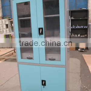 Steel Swing Doors Glass Cupboard Storage Bookshelf thumbnail-1