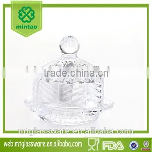 Gift Crystal Round Glass Butter Dish With Lid thumbnail-1
