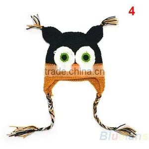 Multicolor Infant Toddler Handmade Knitted Crochet Baby Hat Owl Hat Cap thumbnail-6
