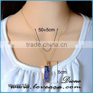 Gold Plated Retancgle Raw Agate Crystal Jewelry Druzy Geode Necklace thumbnail-2