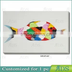 Handmade Contermporary Abstract Tropical Fish Painting thumbnail-5