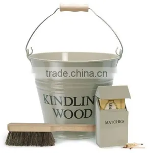 Fireplace Metal Ash/Coal Bucket With Shovel and Brush thumbnail-1