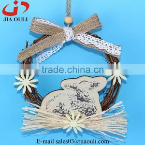 With Sheep Rattan Wreath Easter Decorations thumbnail-2